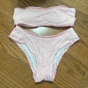 Pink bandeau bikini set